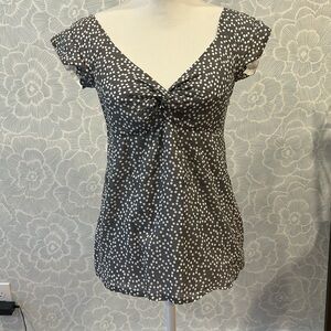 J Crew Gray and White Polkadot Top - Sz 2